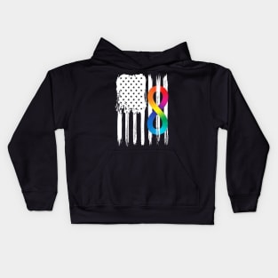 Rainbow Infinity Symbol With American Flag Kids Hoodie